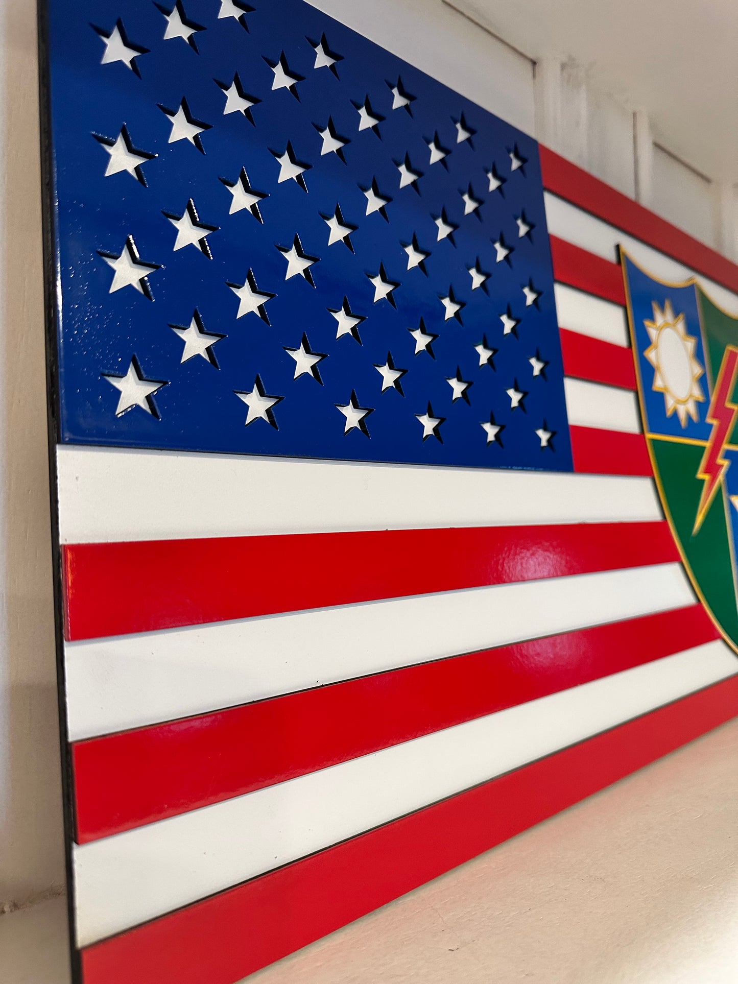 Every Day Heroes - Wood US Flag Replica with Ranger DUI