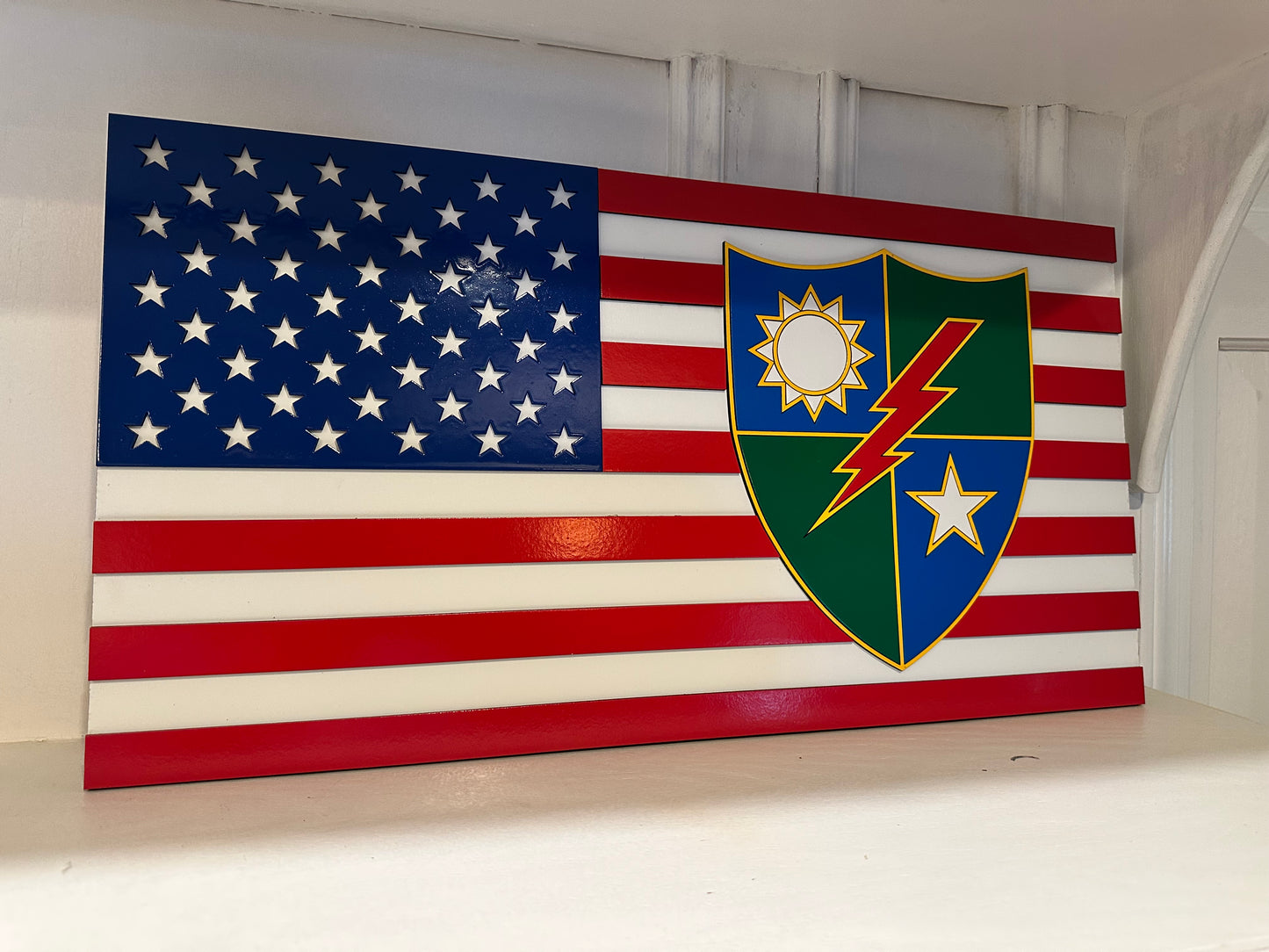 Every Day Heroes - Wood US Flag Replica with Ranger DUI